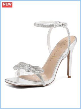 Sparkling Rhinestone Crystal Bow Strappy Heeled Sandals Wedding Party Shoes